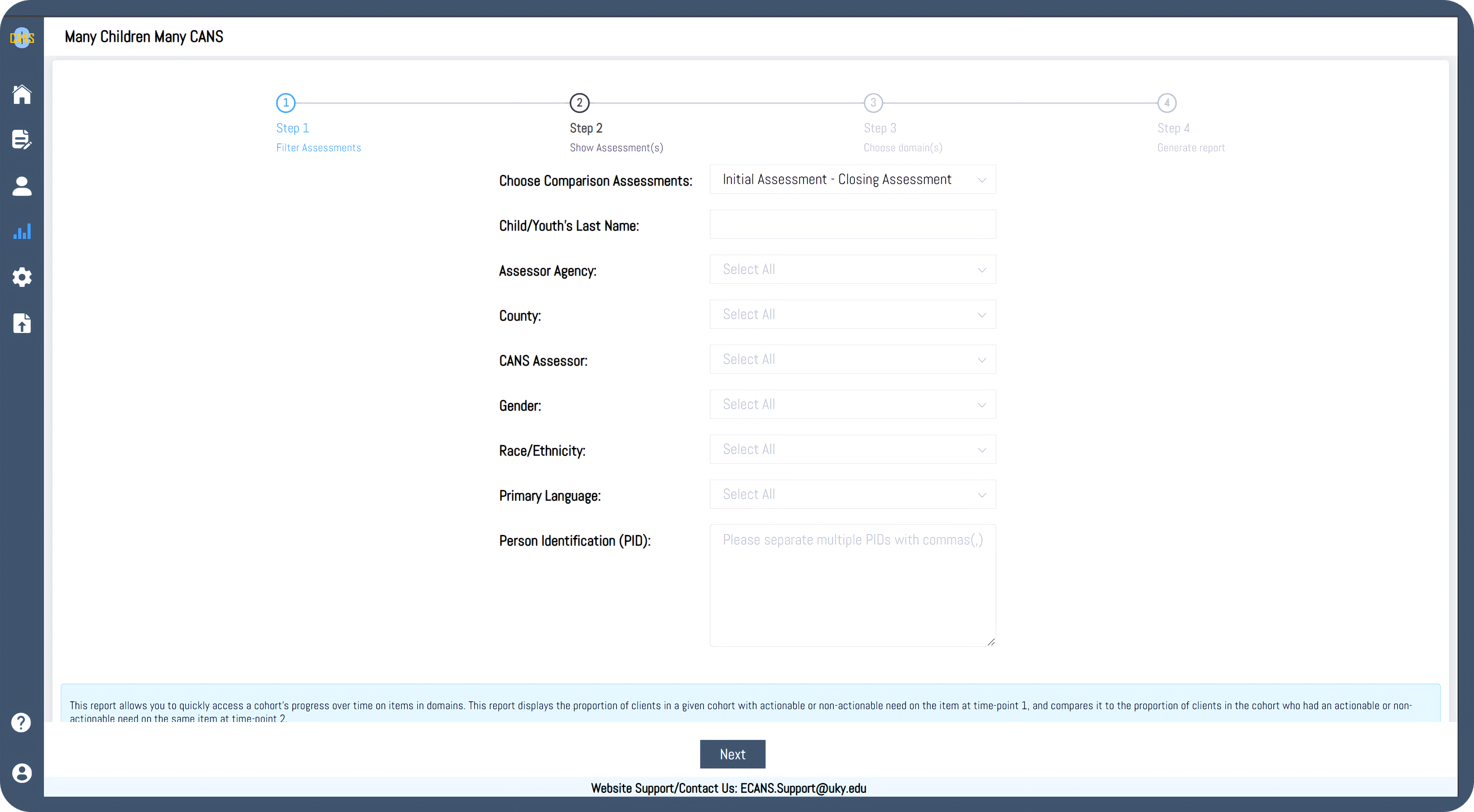 Guided assessment report workflow